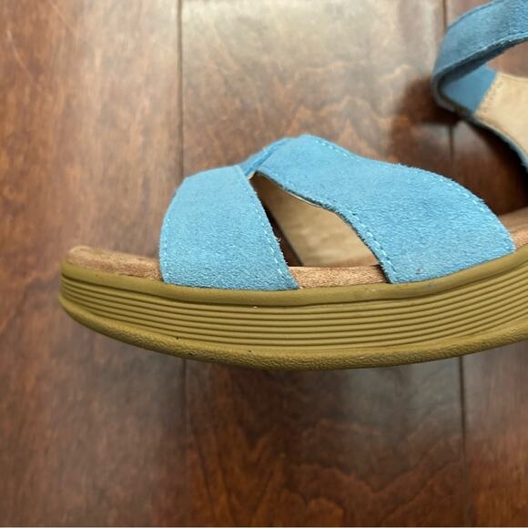 Lands' End Blue Leather Wedge Comfort Sandals, Perfect for Summer, Size 10 - Picture 7 of 13